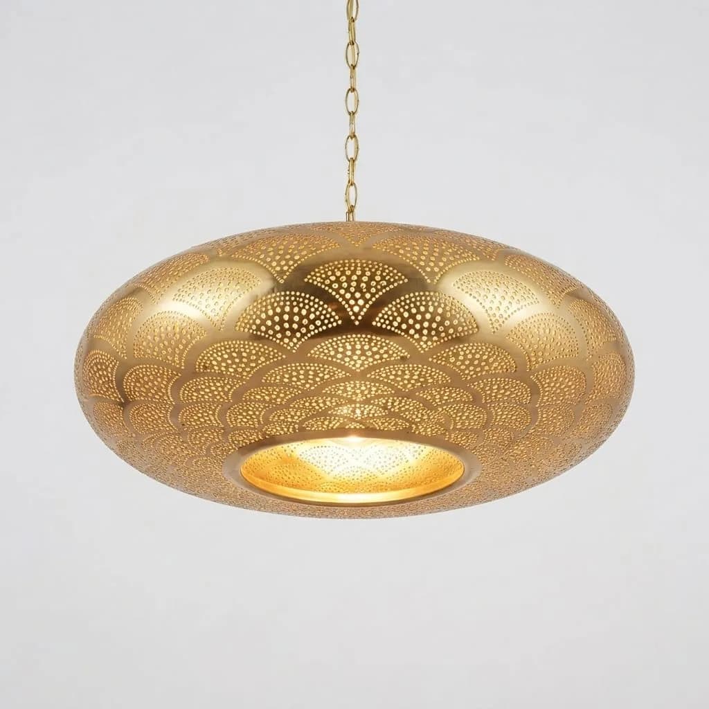 Oval Pierced Brass Pendant — view 4 of 5