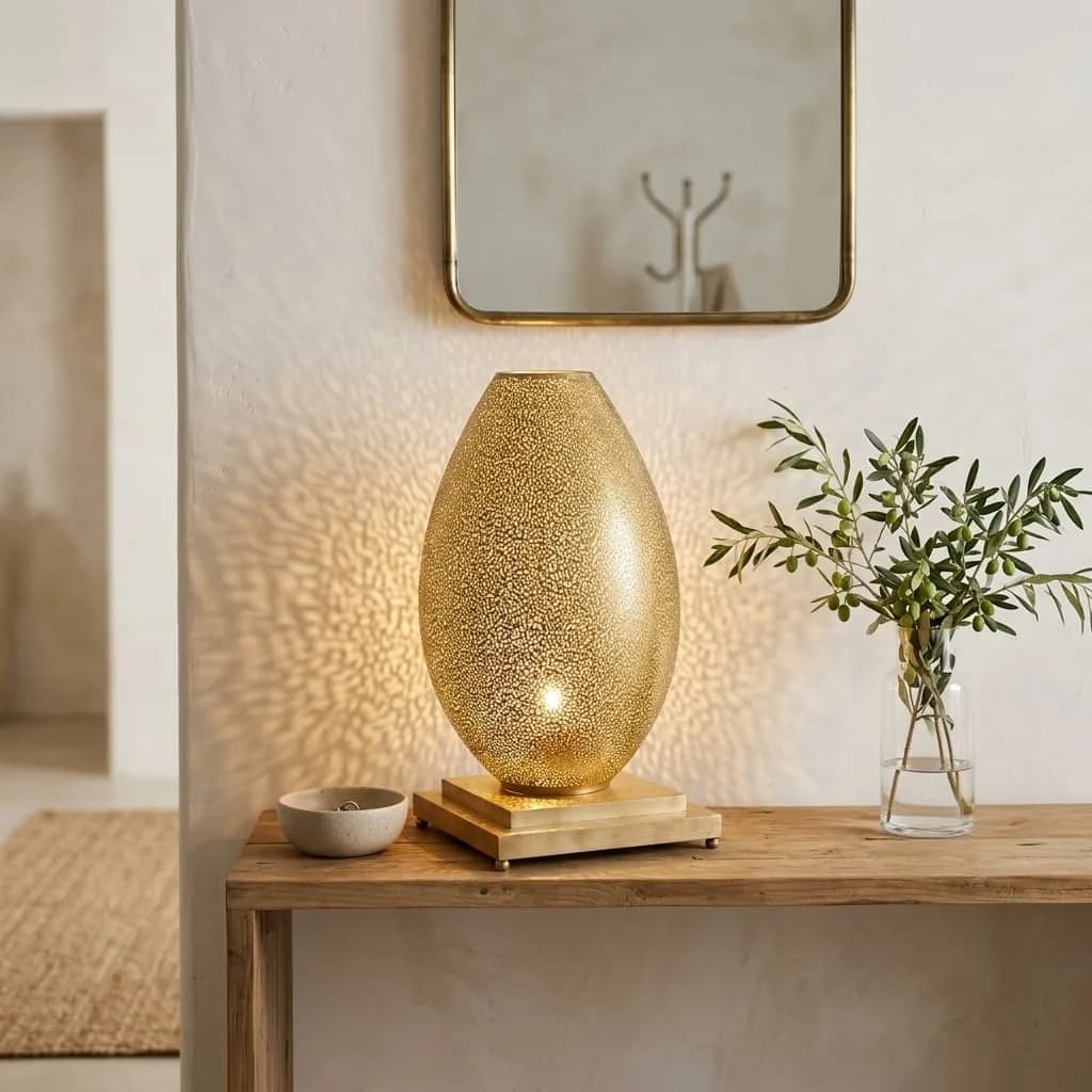 Pierced Brass Ovoid Lamp — view 1 of 11