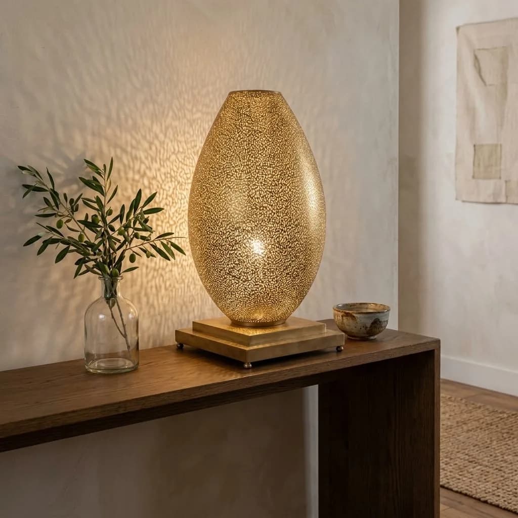 Pierced Brass Ovoid Lamp — view 2 of 11