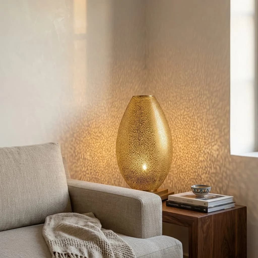 Pierced Brass Ovoid Lamp — view 3 of 11