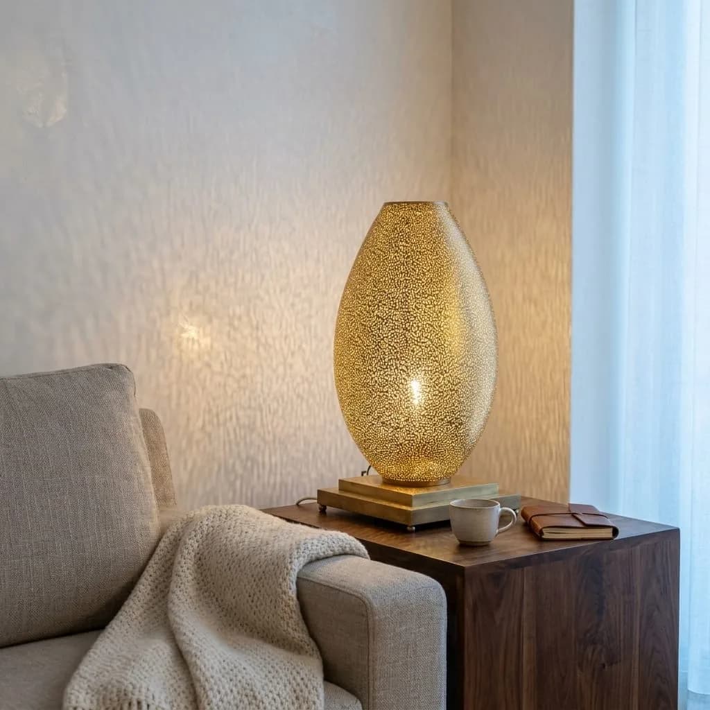 Pierced Brass Ovoid Lamp — view 4 of 11