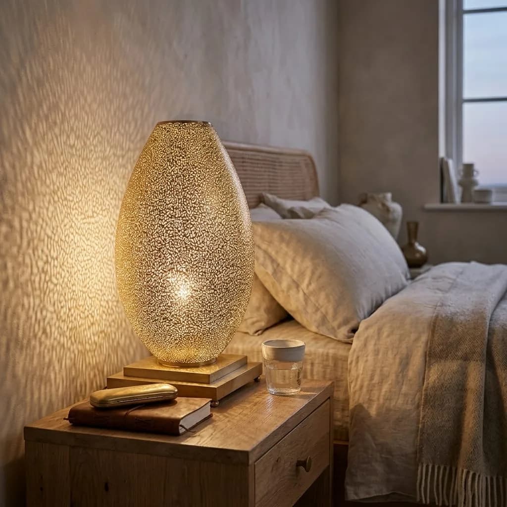 Pierced Brass Ovoid Lamp — view 5 of 11