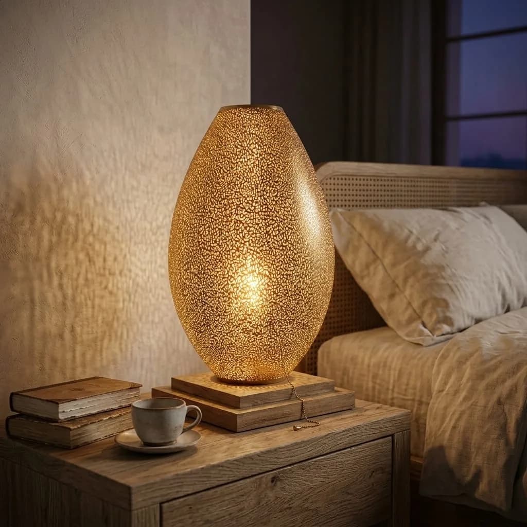 Pierced Brass Ovoid Lamp — view 6 of 11