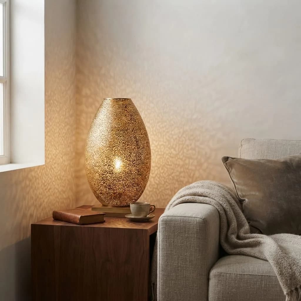 Pierced Brass Ovoid Lamp — view 7 of 11