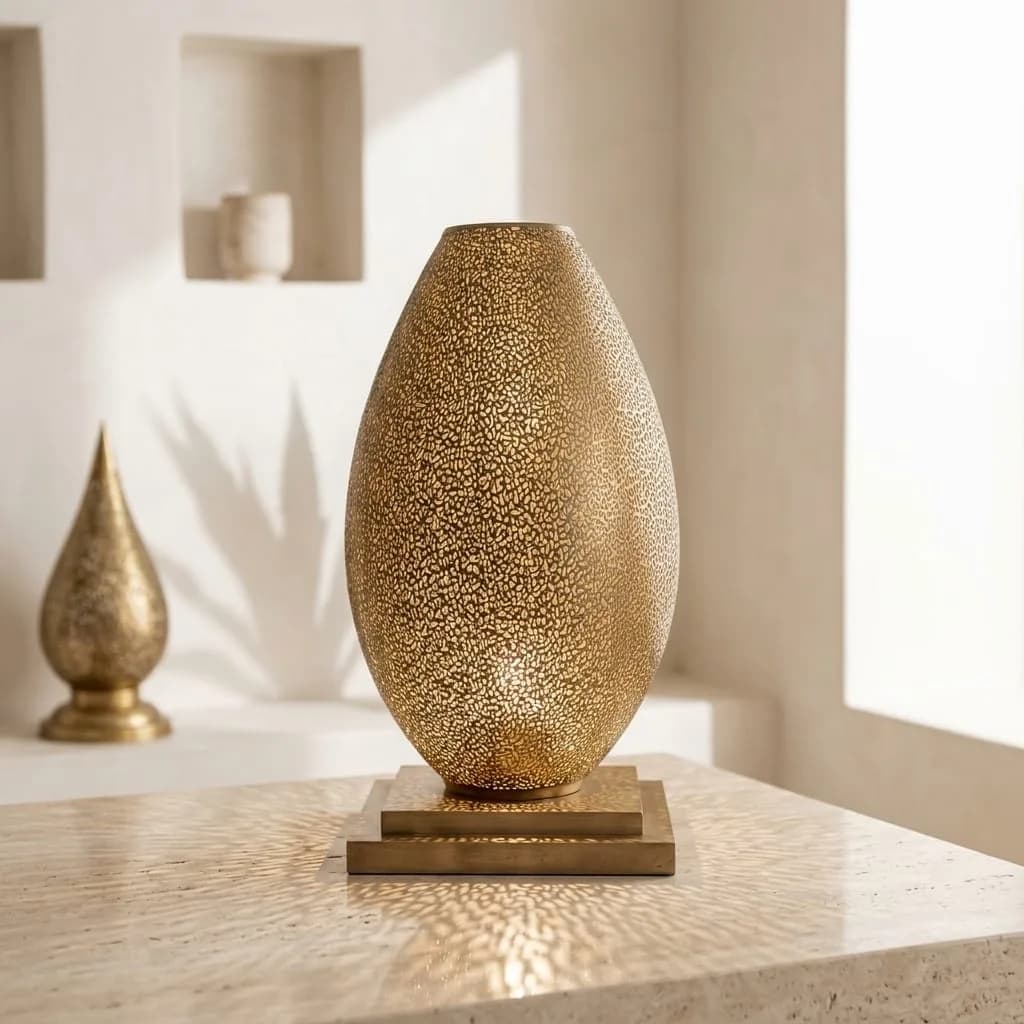 Pierced Brass Ovoid Lamp — view 8 of 11