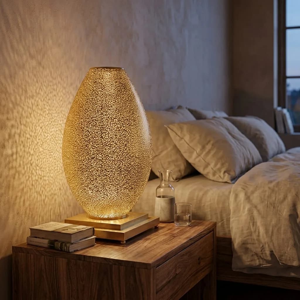 Pierced Brass Ovoid Lamp — view 9 of 11