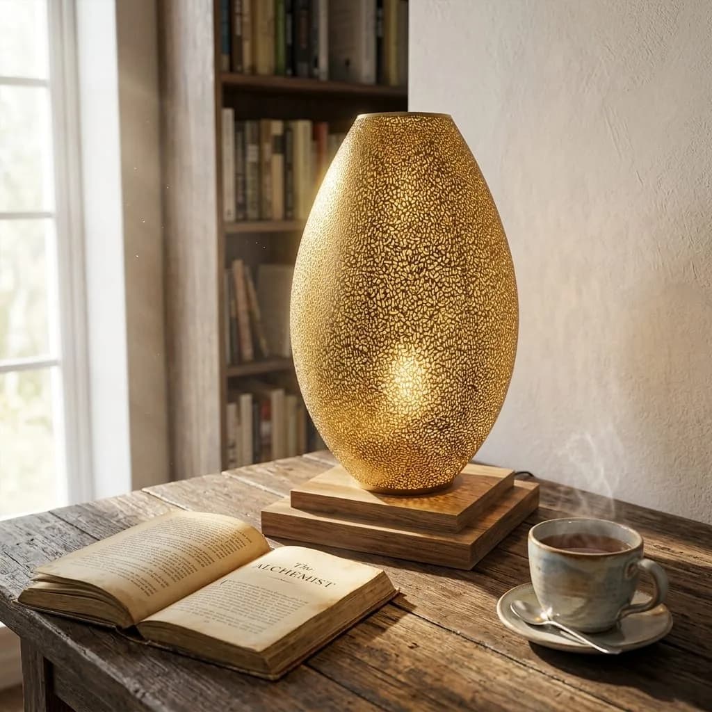 Pierced Brass Ovoid Lamp — view 10 of 11