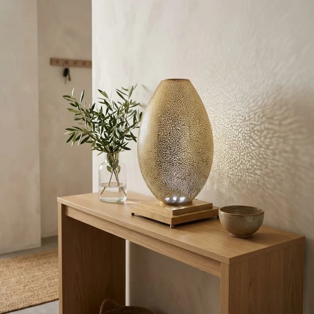 Pierced Brass Ovoid Lamp — view 11 of 11