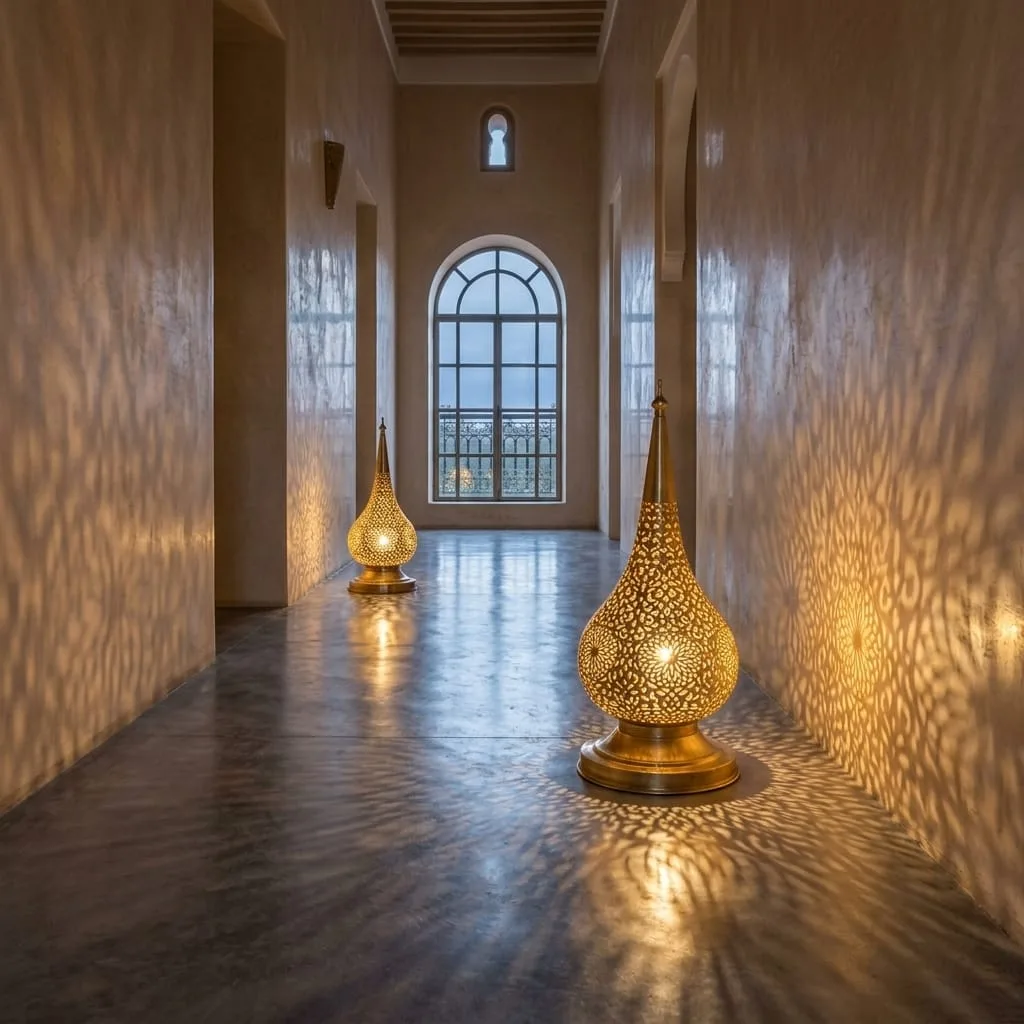 Pierced Brass Teardrop Lamp — view 4 of 15
