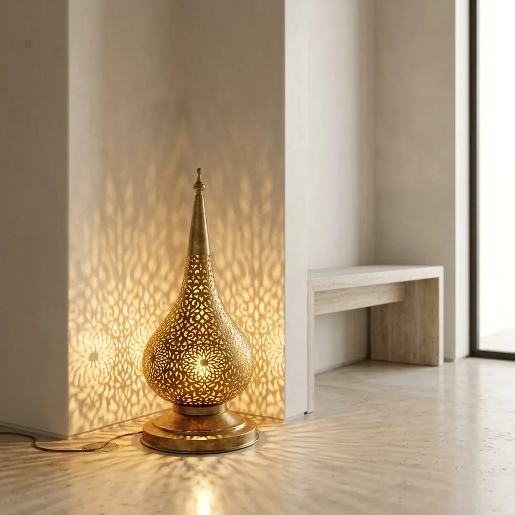 Pierced Brass Teardrop Lamp — view 13 of 15