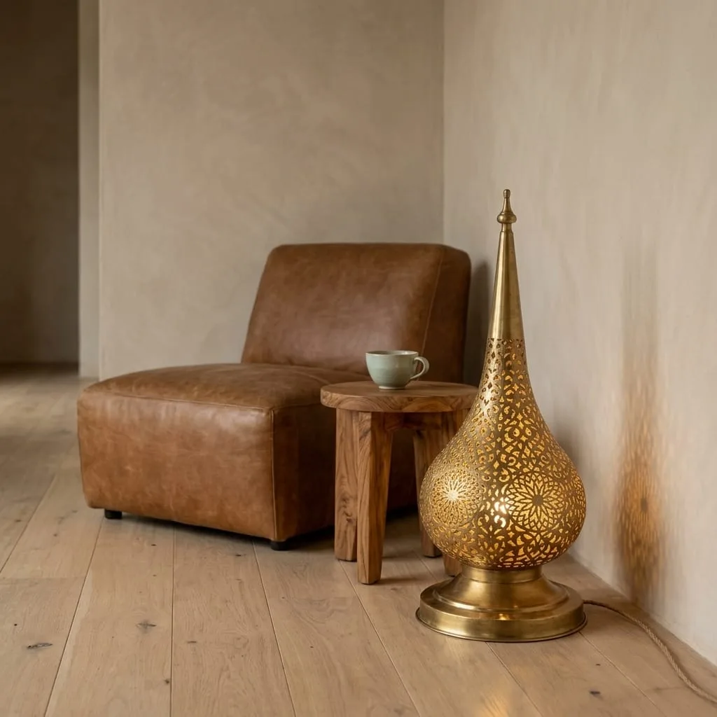 Pierced Brass Teardrop Lamp — view 15 of 15