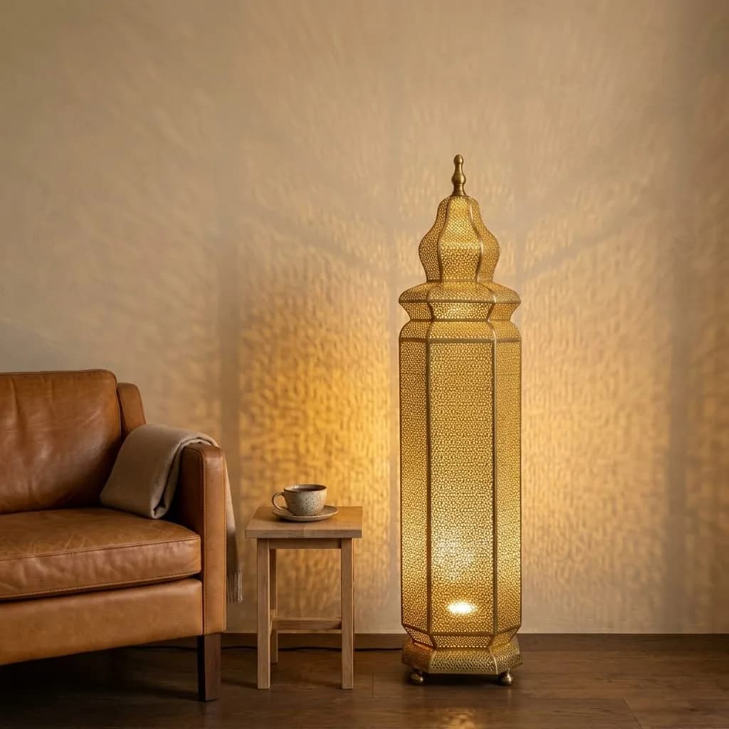 Pierced Brass Tower Lantern — view 2 of 16