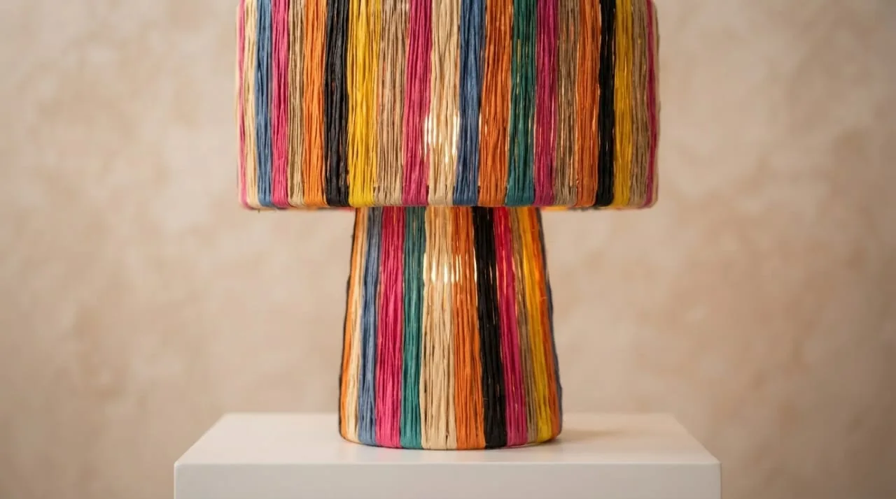 Raffia Table Lamp, Rainbow Stripe — view 5 of 6