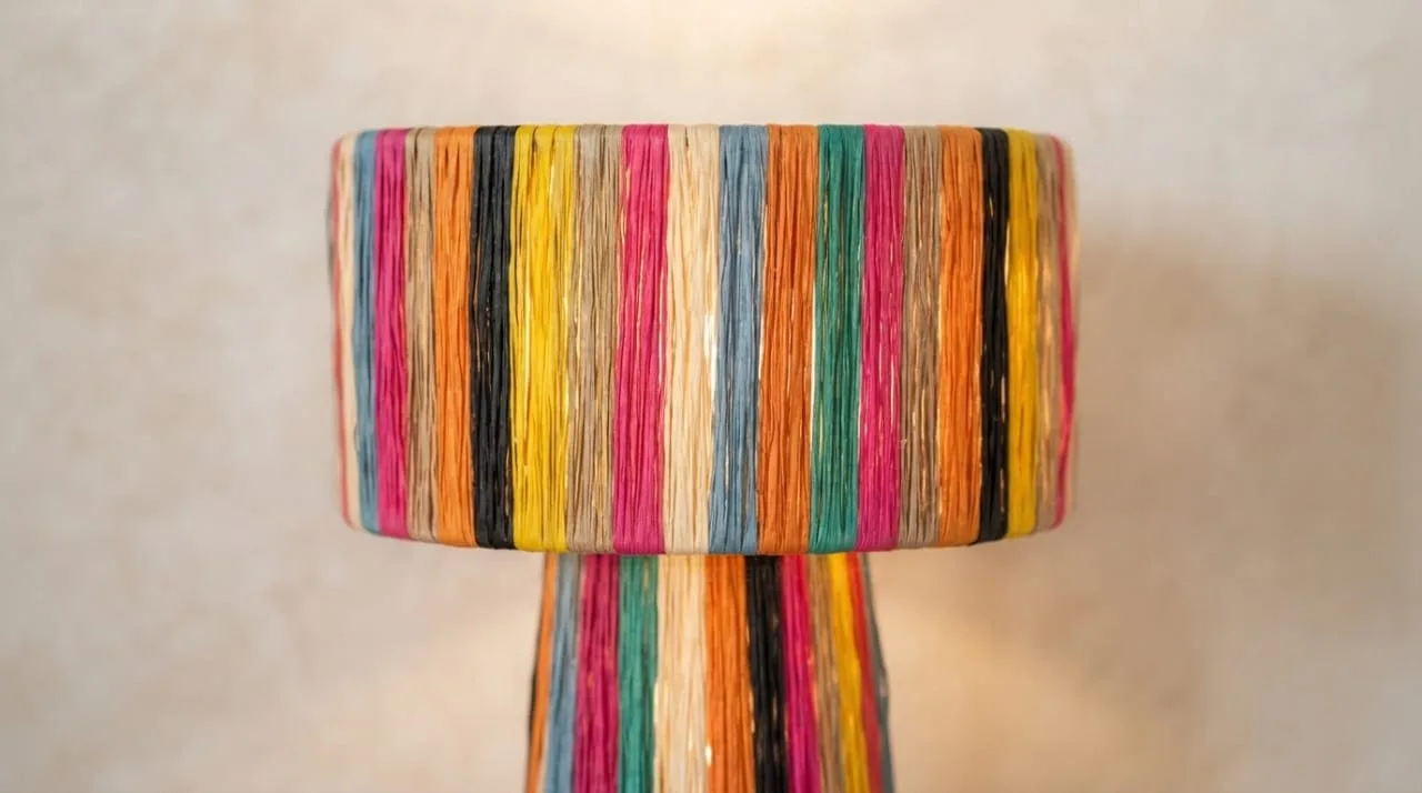 Raffia Table Lamp, Rainbow Stripe — view 6 of 6