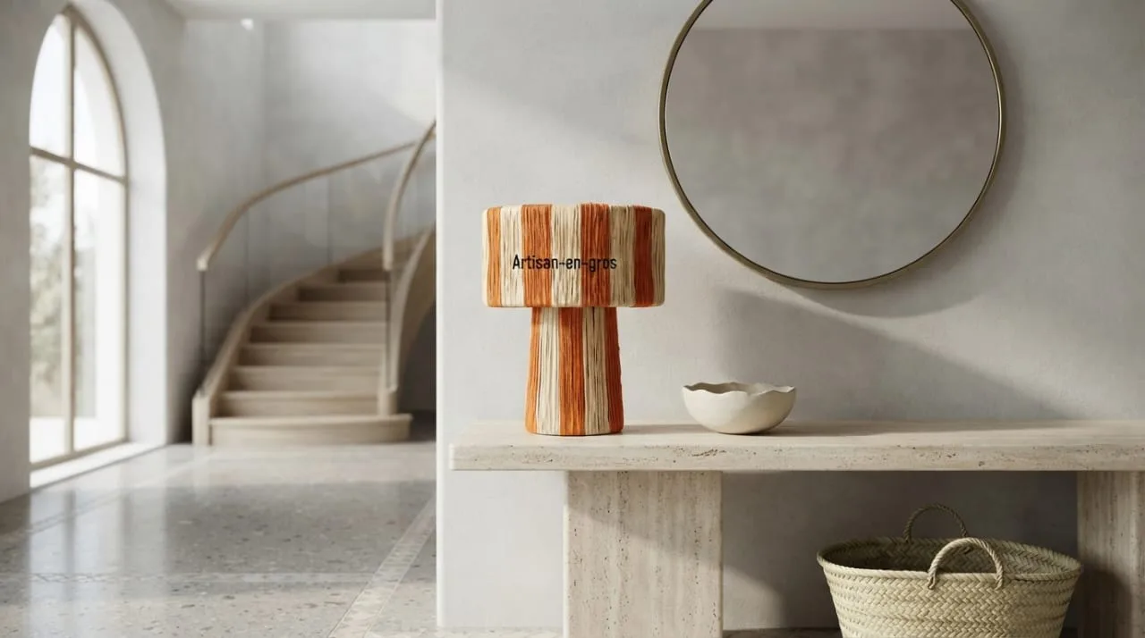 Raffia Table Lamp, Terracotta — view 1 of 6