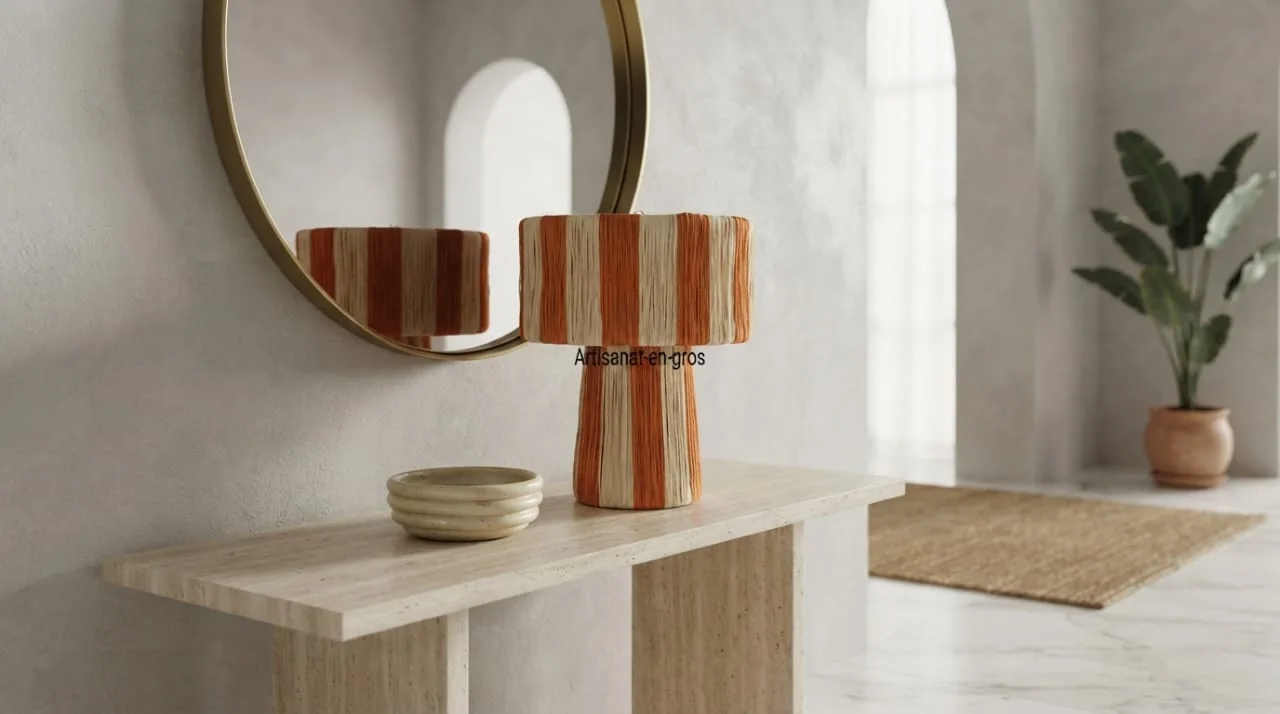 Raffia Table Lamp, Terracotta — view 5 of 6