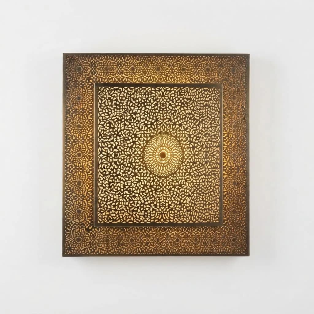 Square Pierced Brass Sconce — view 2 of 5