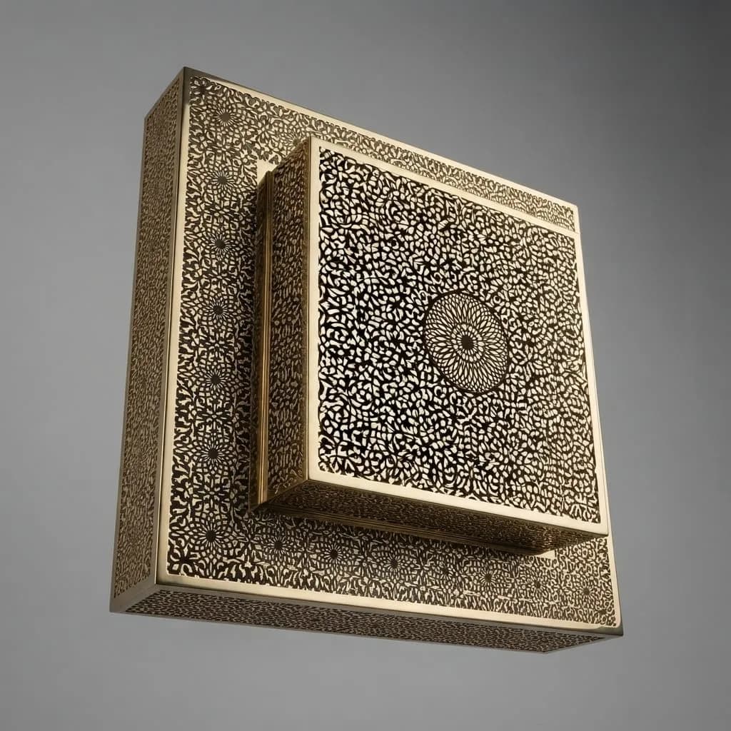 Square Pierced Brass Sconce — view 4 of 5
