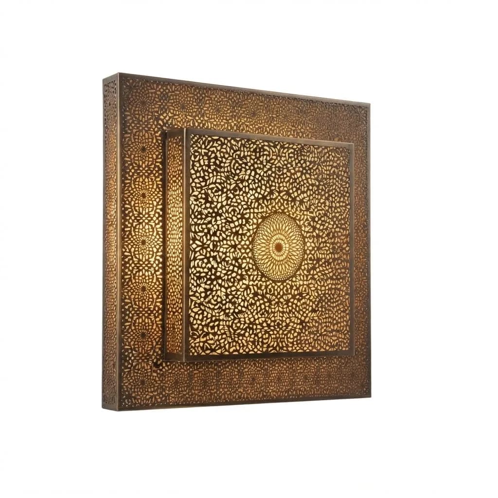 Square Pierced Brass Sconce — view 5 of 5