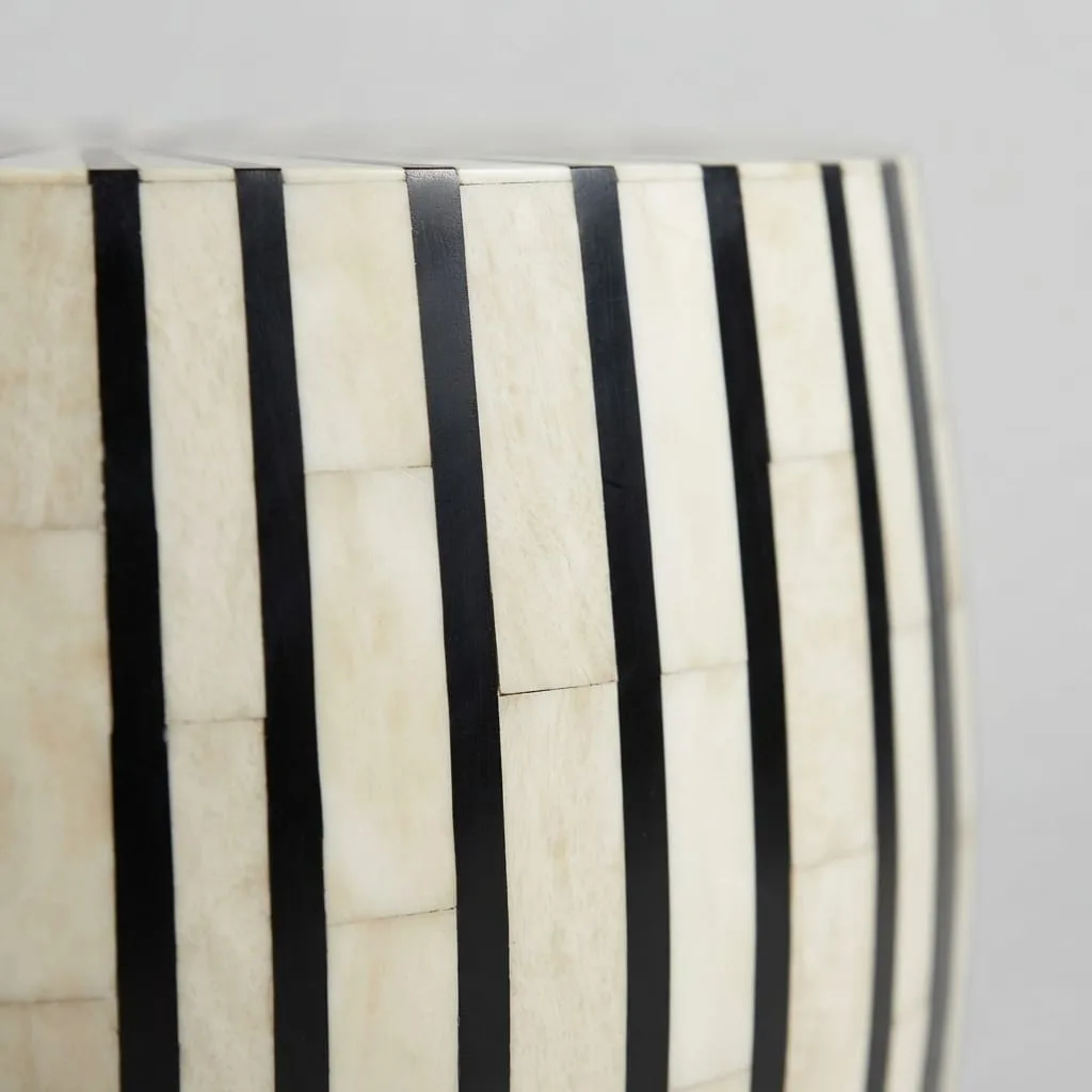 Striped Inlay Drum Table, Black — view 4 of 5