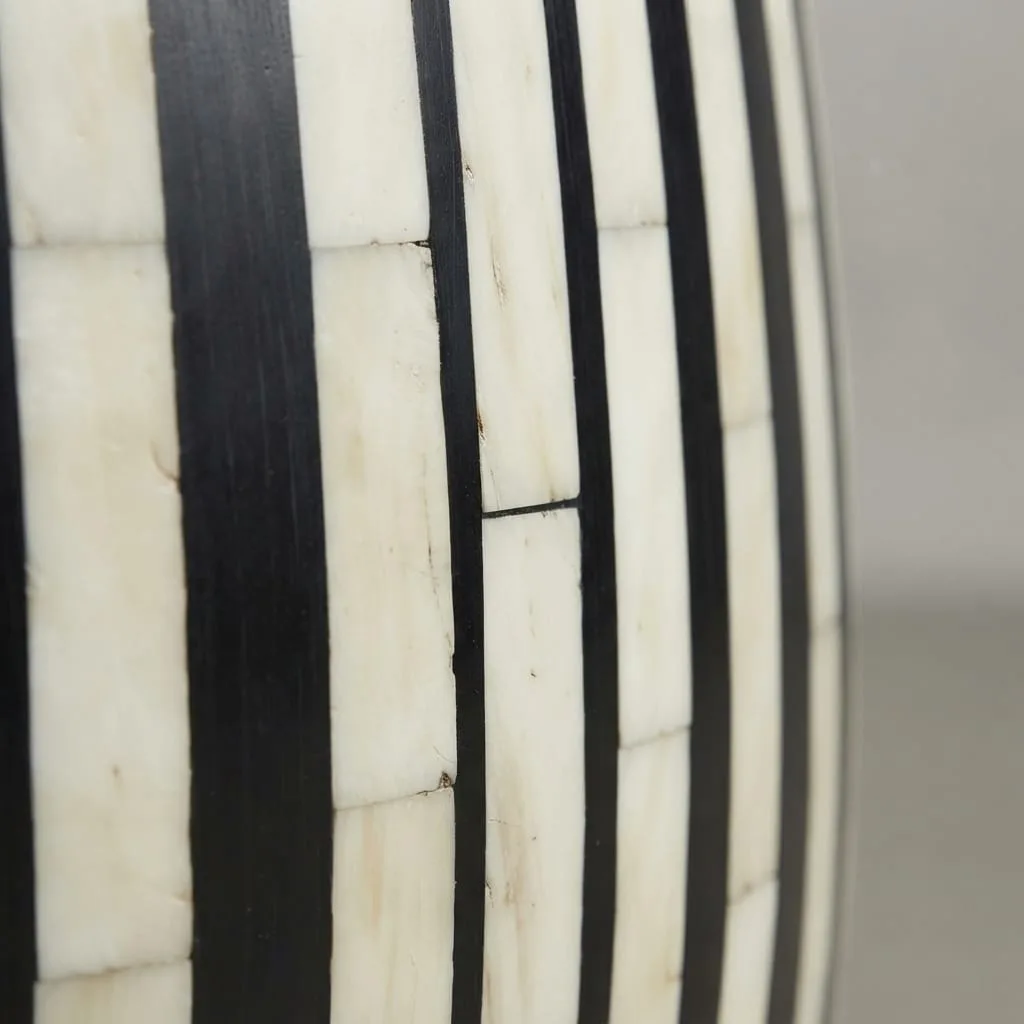 Striped Inlay Drum Table, Black — view 5 of 5