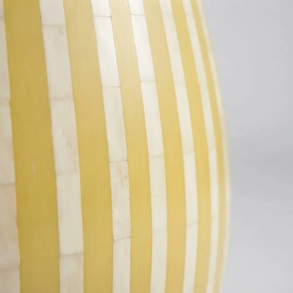 Striped Inlay Drum Table, Mustard