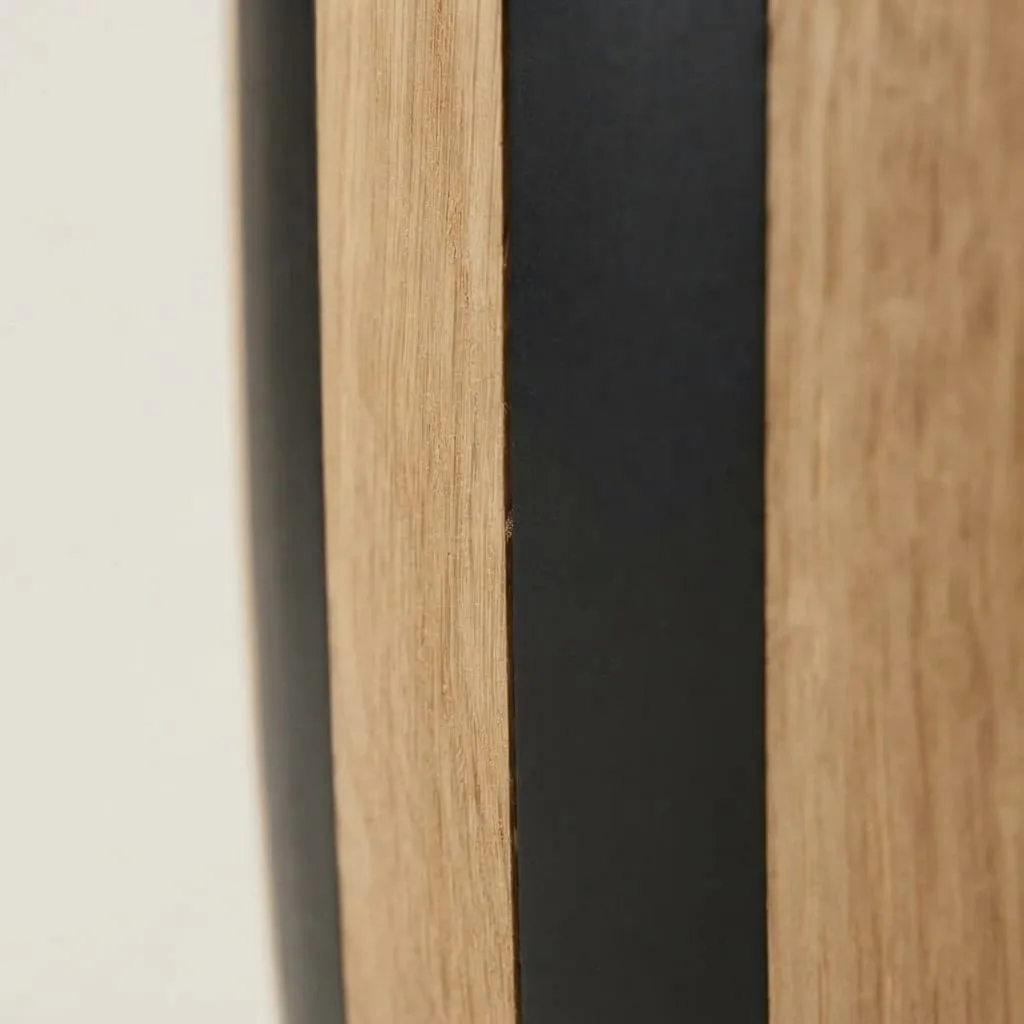 Striped Inlay Drum Table, Oak — view 5 of 5