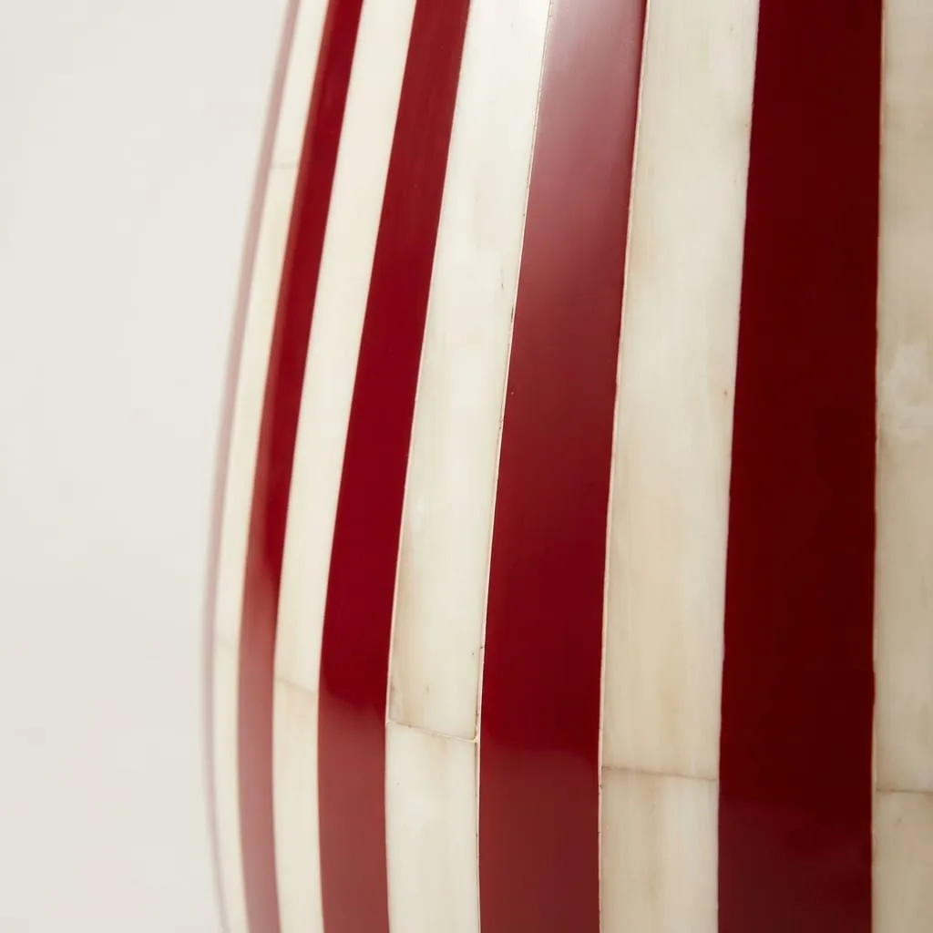 Striped Inlay Drum Table, Red — view 2 of 5