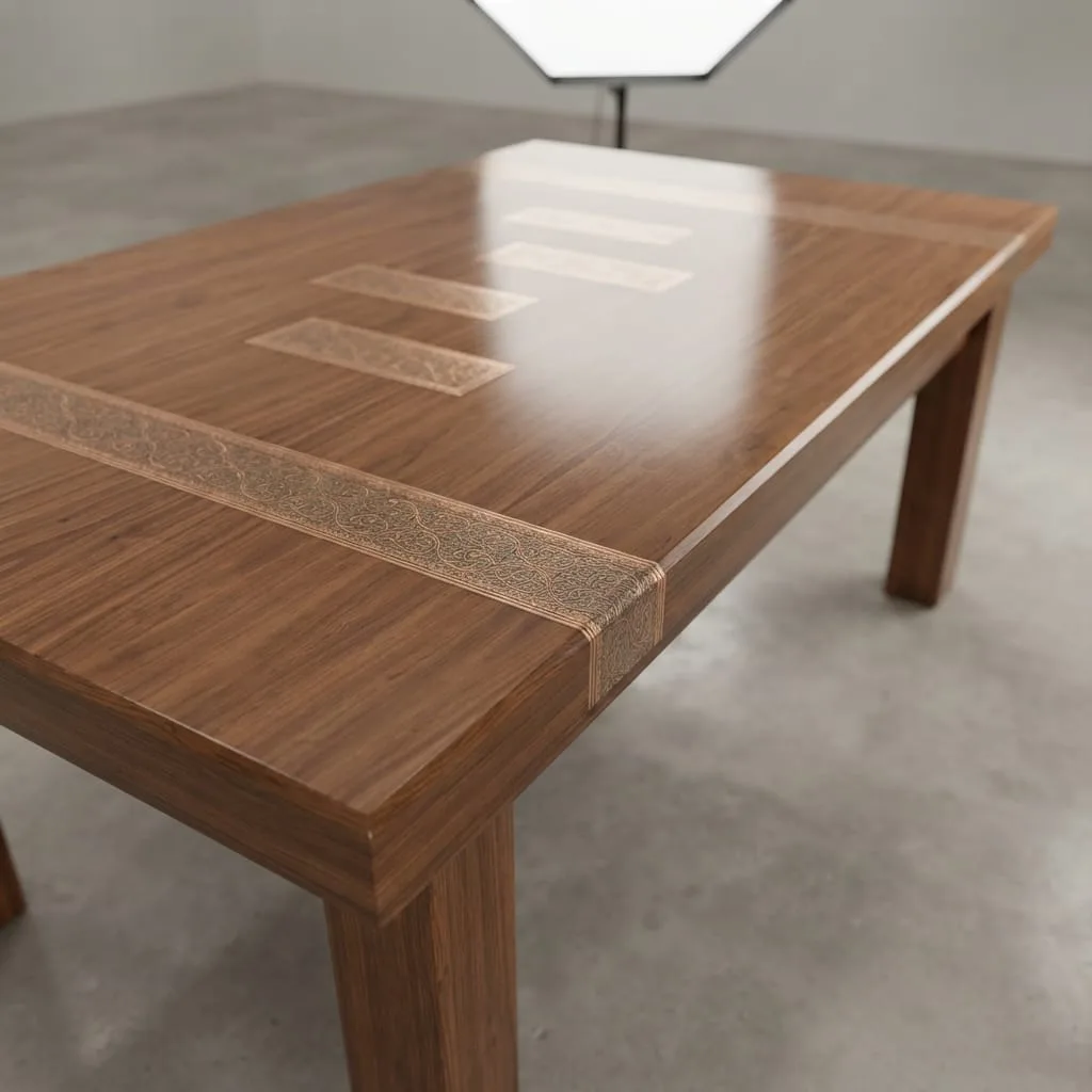 Walnut & Brass Inlay Table