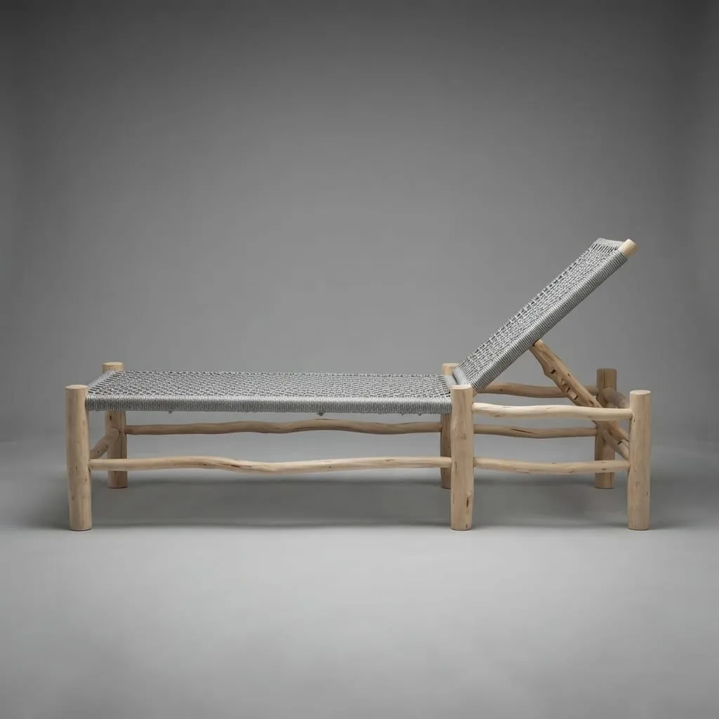 Woven Chaise Lounge, Grey — view 4 of 5