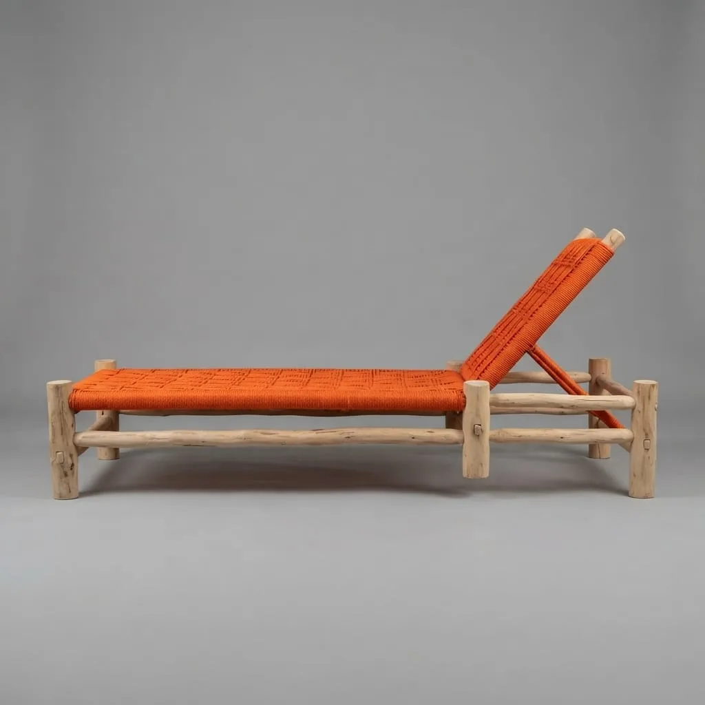 Woven Chaise Lounge, Orange — view 3 of 5