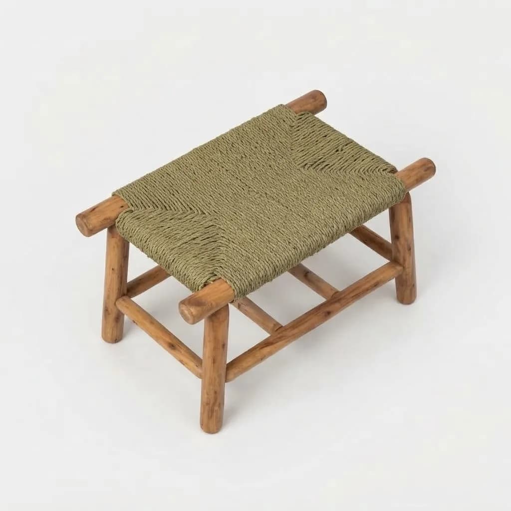 Woven Cord Bench, Olive — view 2 of 5