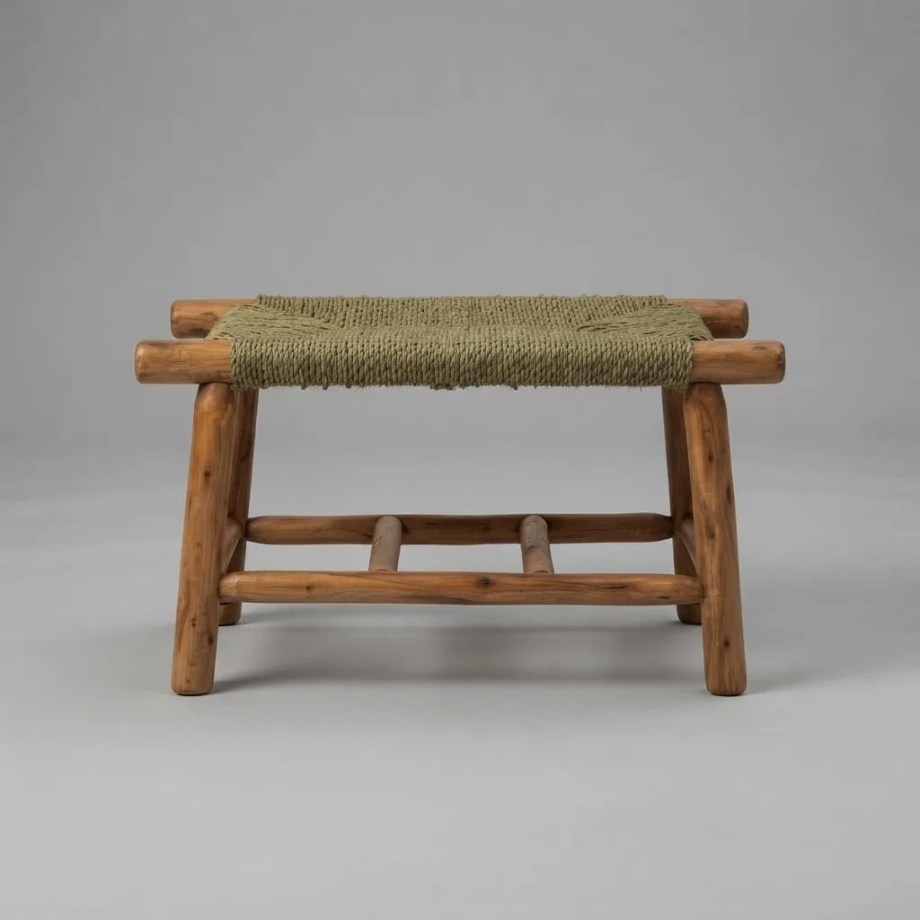 Woven Cord Bench, Olive — view 3 of 5