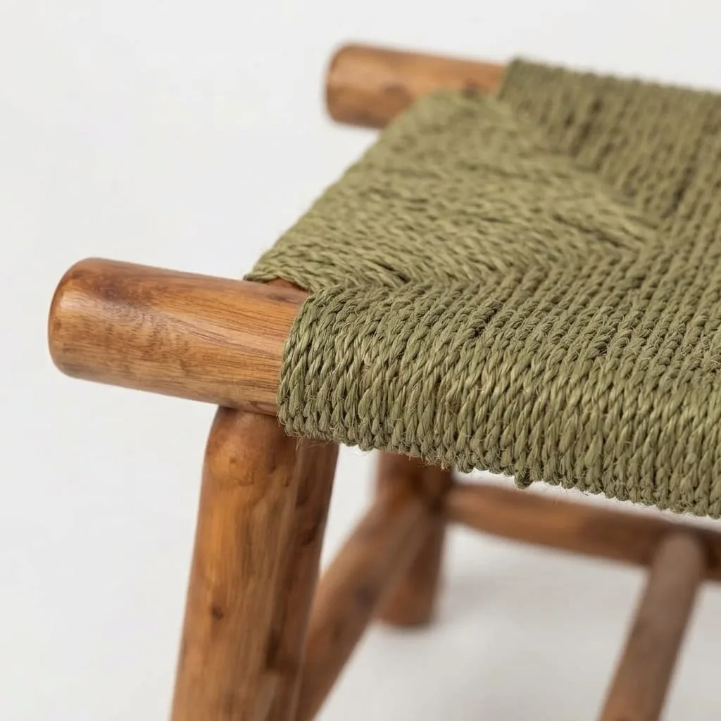 Woven Cord Bench, Olive — view 4 of 5