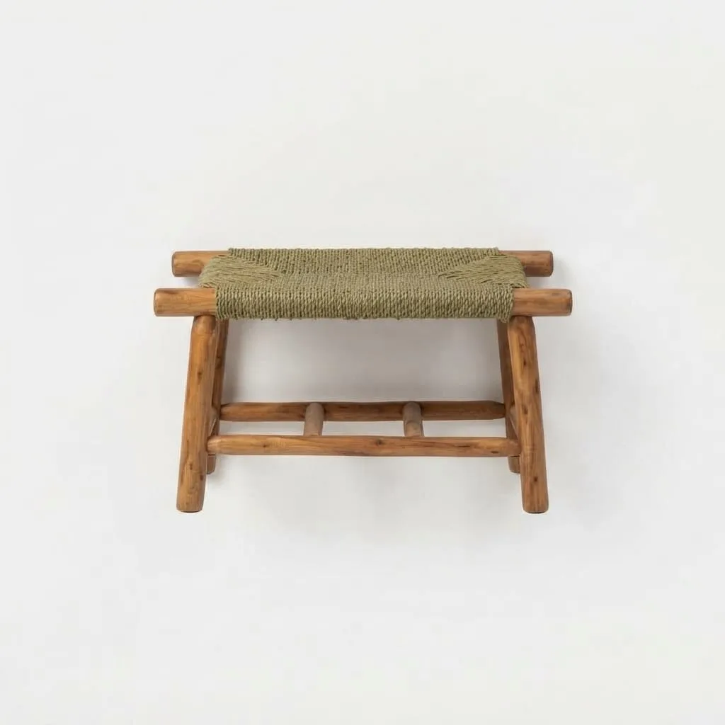 Woven Cord Bench, Olive — view 5 of 5