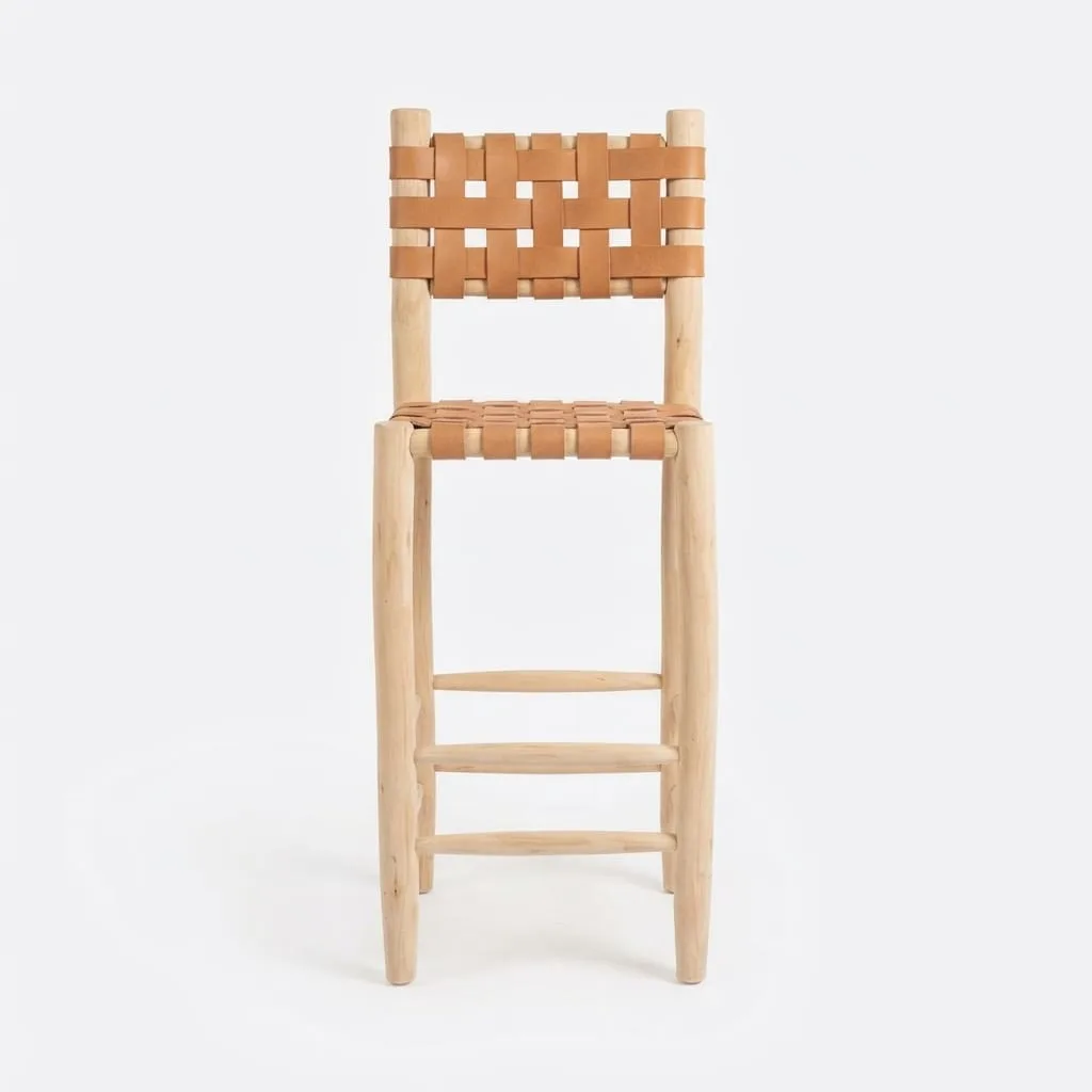 Woven Leather Bar Stool — view 3 of 5