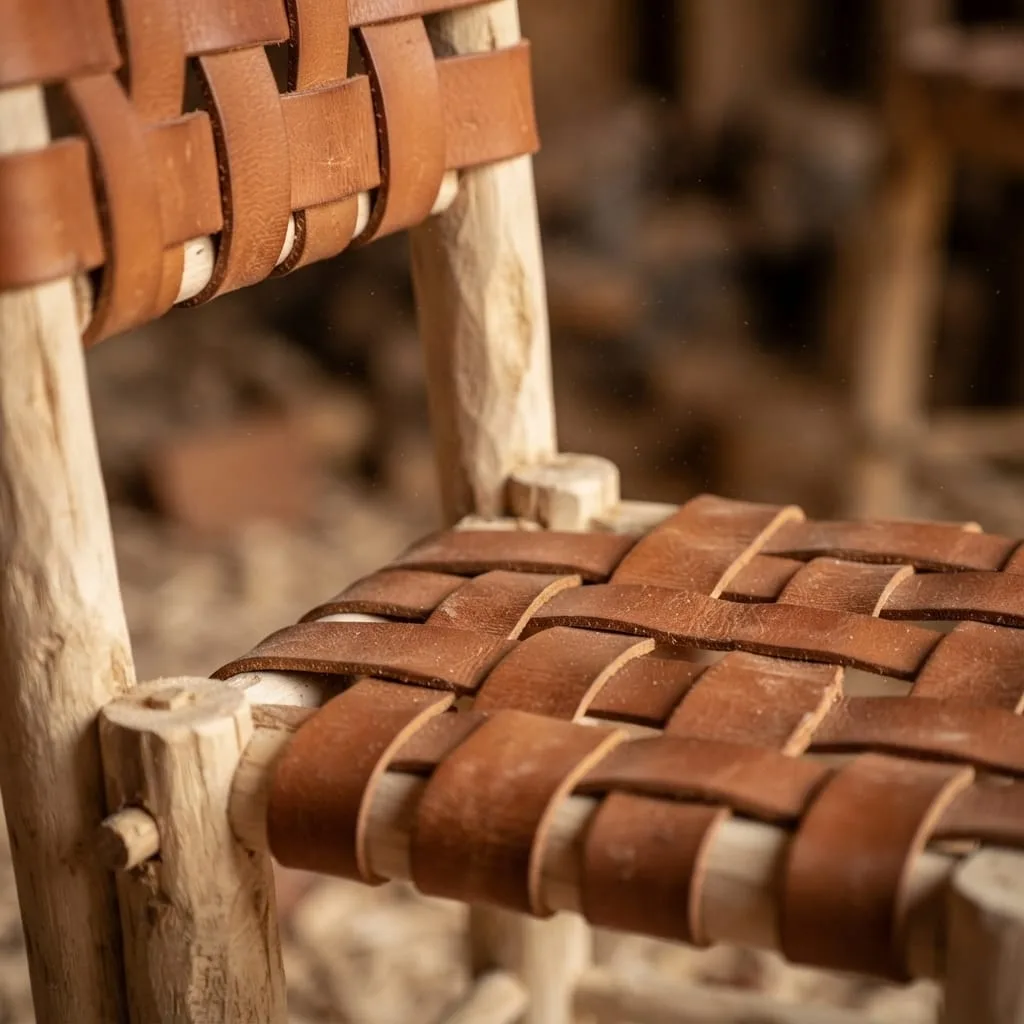 Woven Leather Bar Stool — view 4 of 5