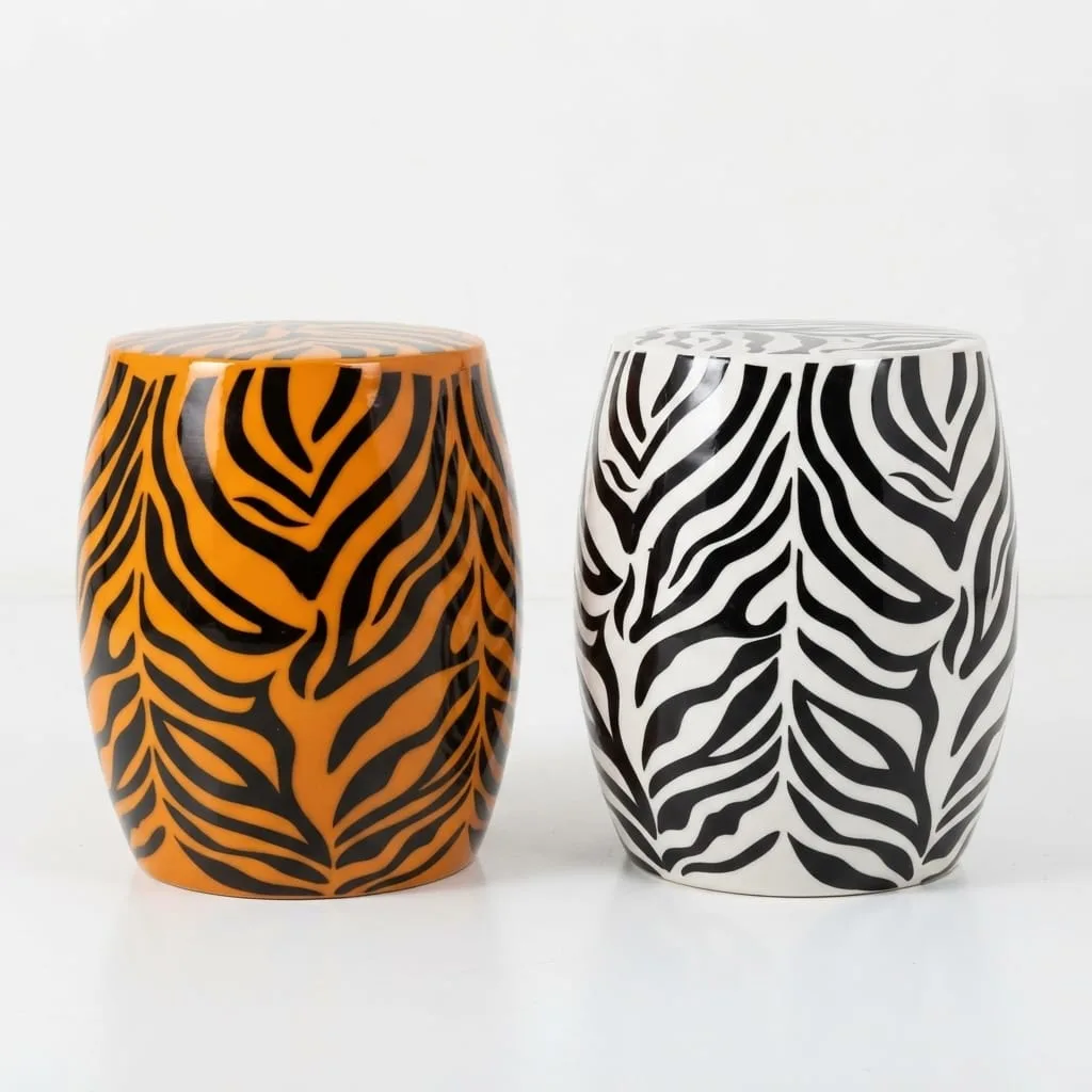 Zebra Ceramic Stool — view 4 of 5
