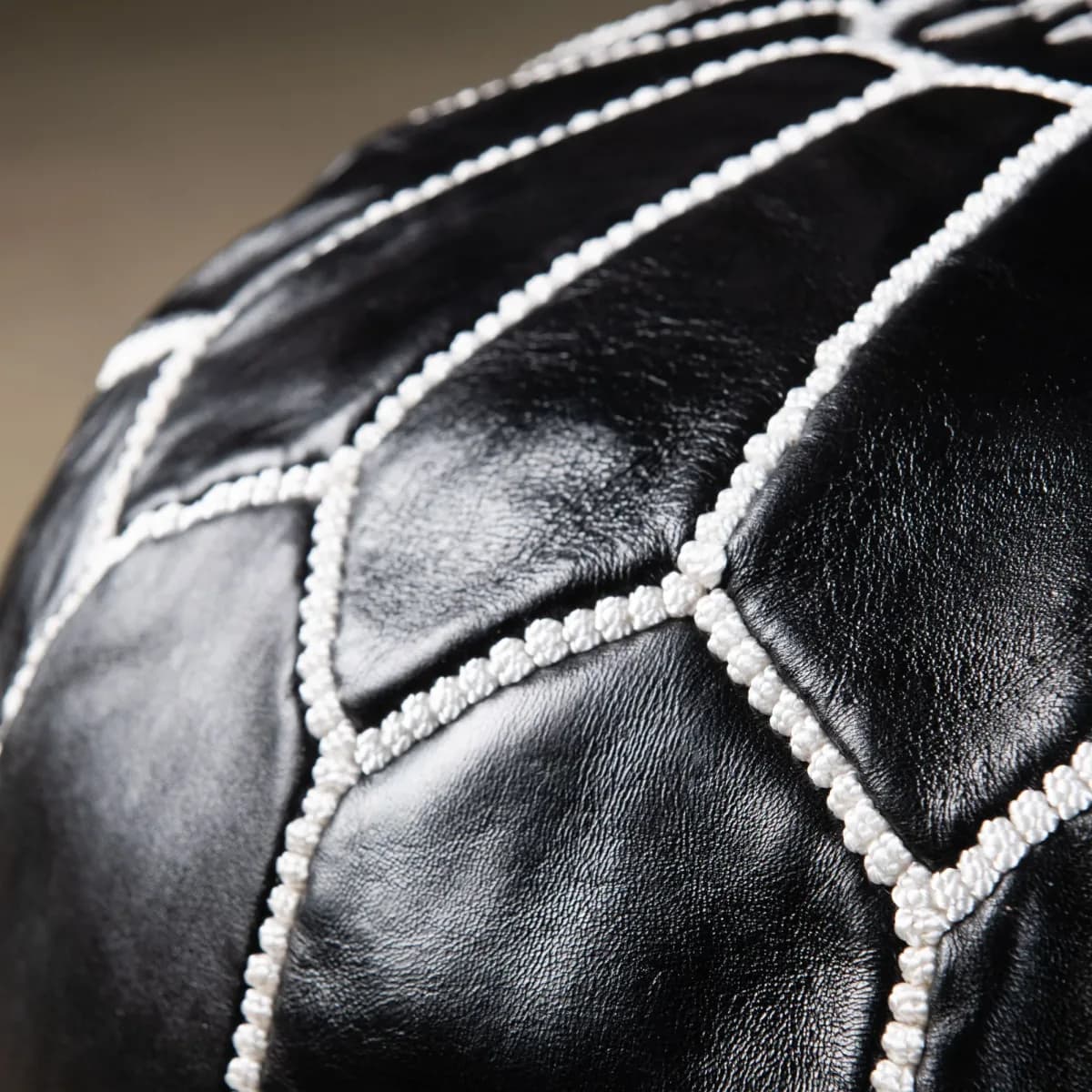 Black Leather Pouf — view 3 of 3