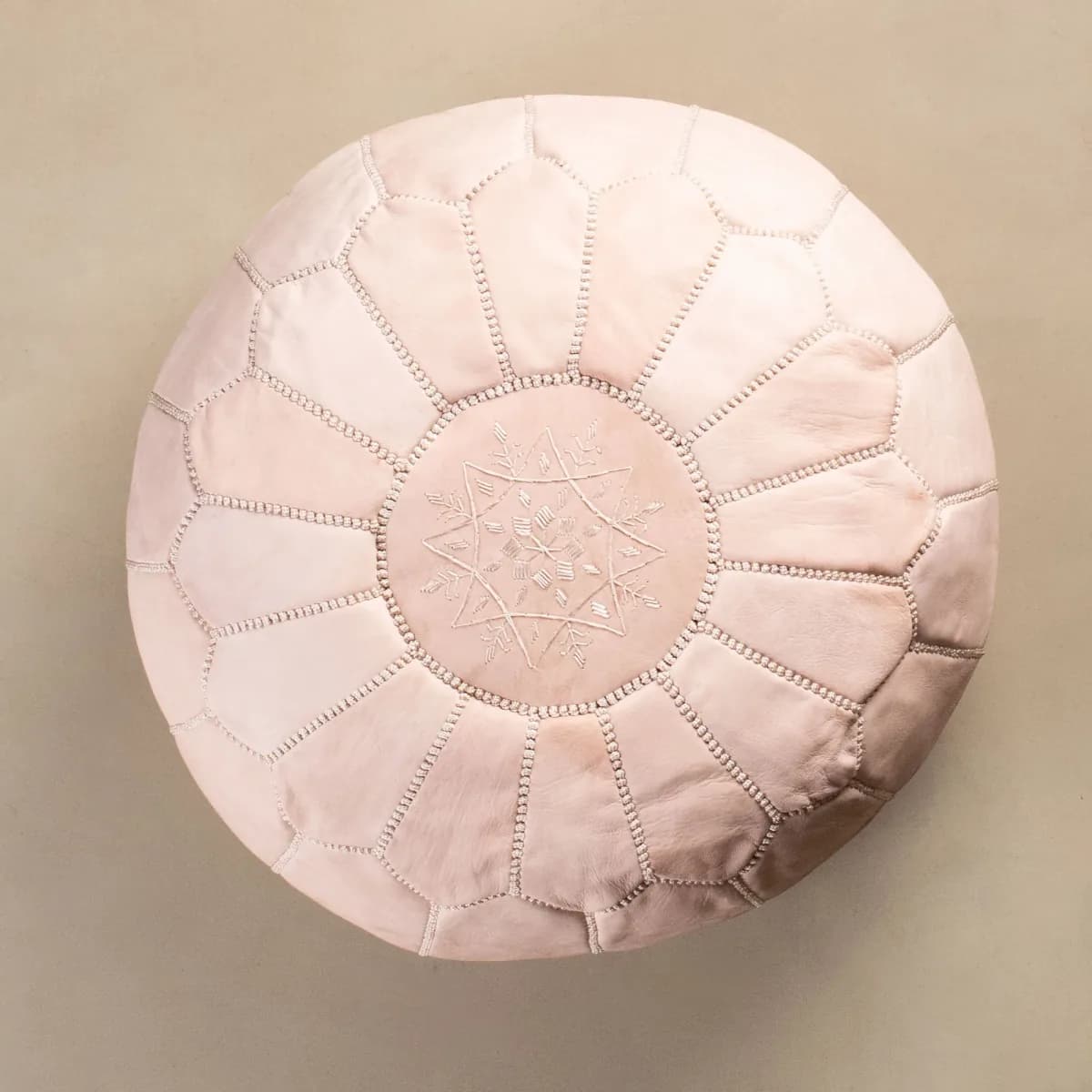 Nude Leather Pouf — view 2 of 3