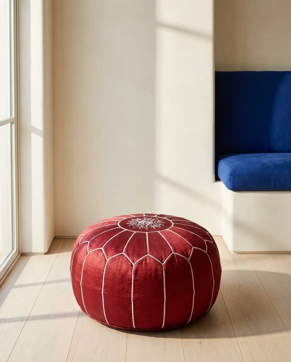 Crimson Sabra Pouf, AI-generated illustration — view 1 of 1