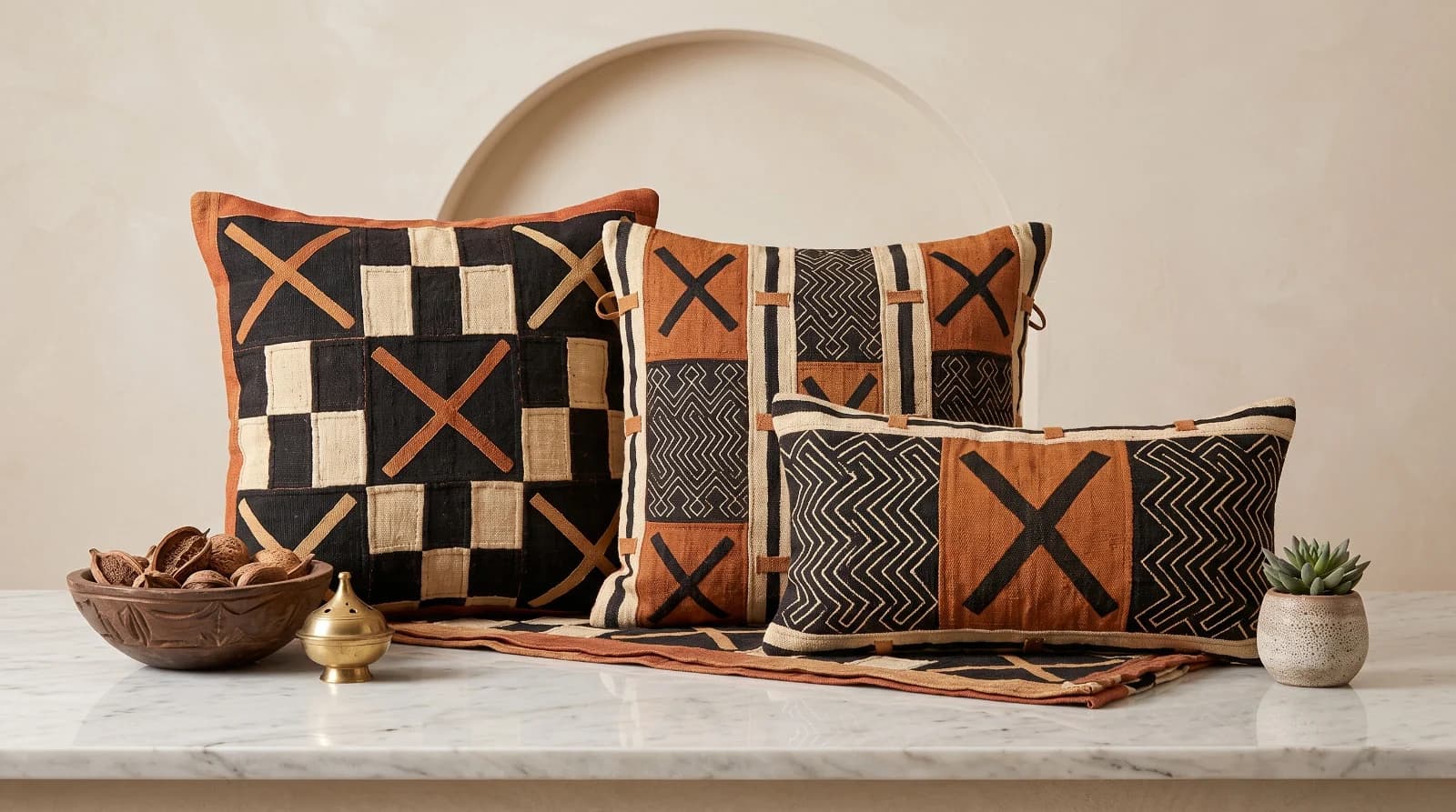 Black Ochre Geometric Cushion Collection