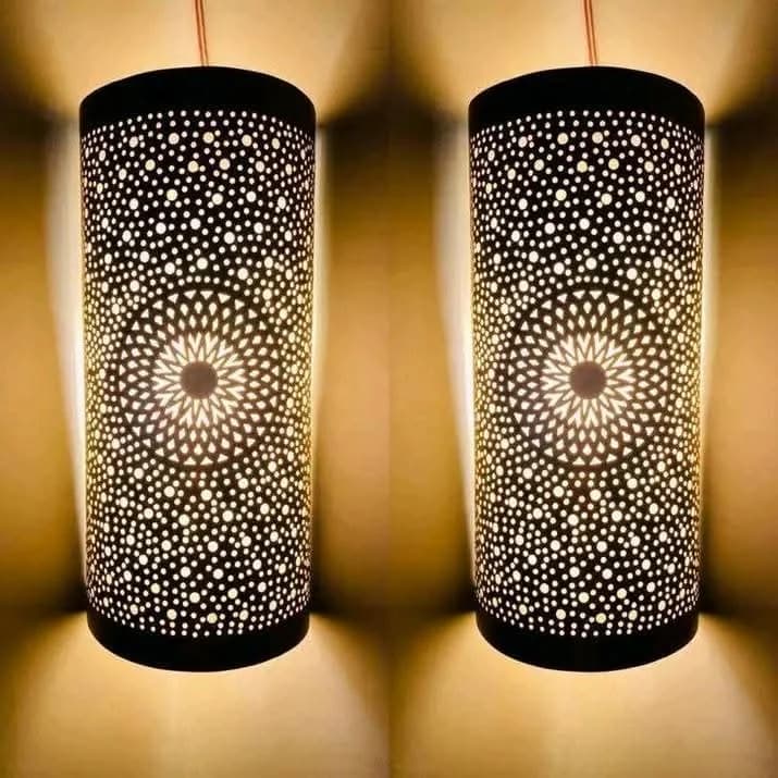 Black Perforated Cylinder Lights