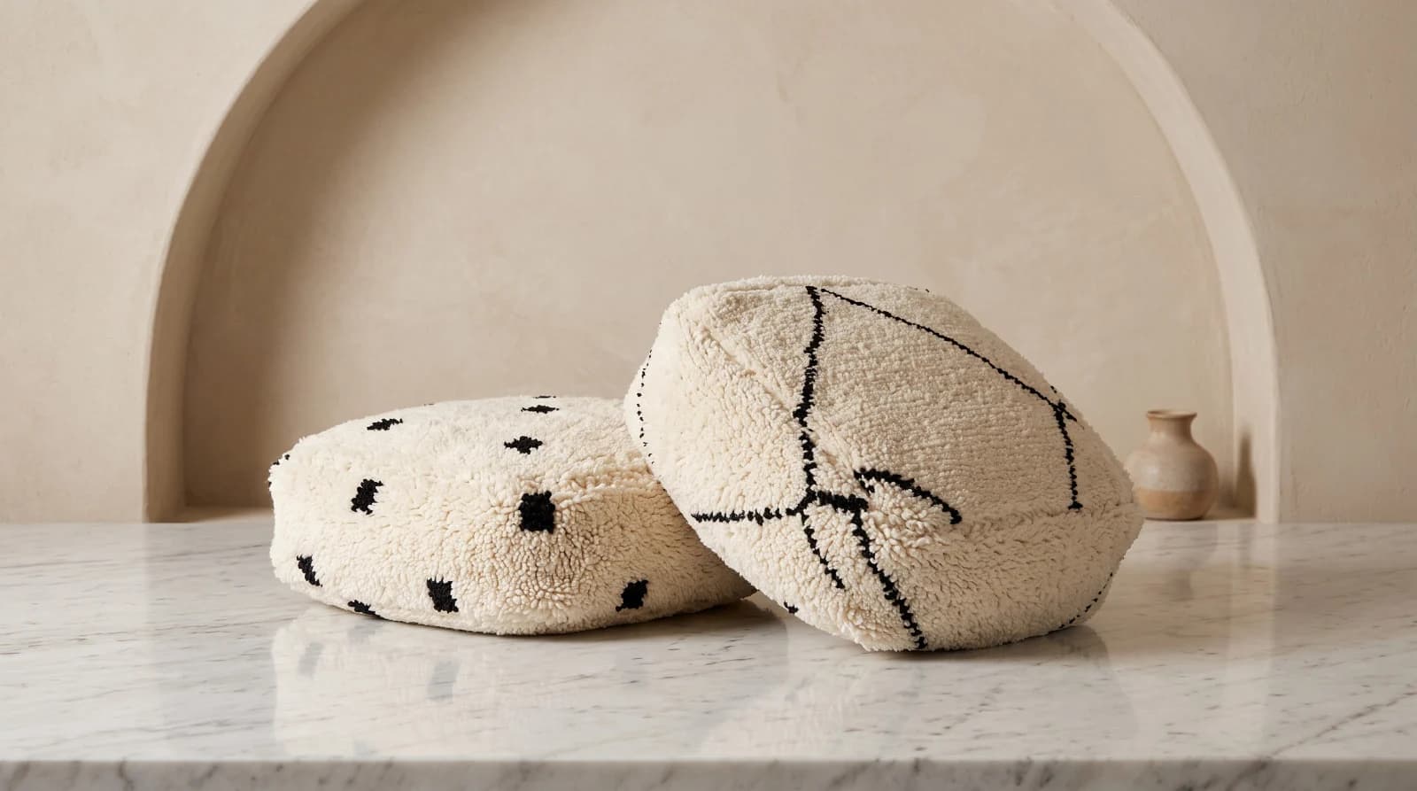 Cream Black Pouf Collection