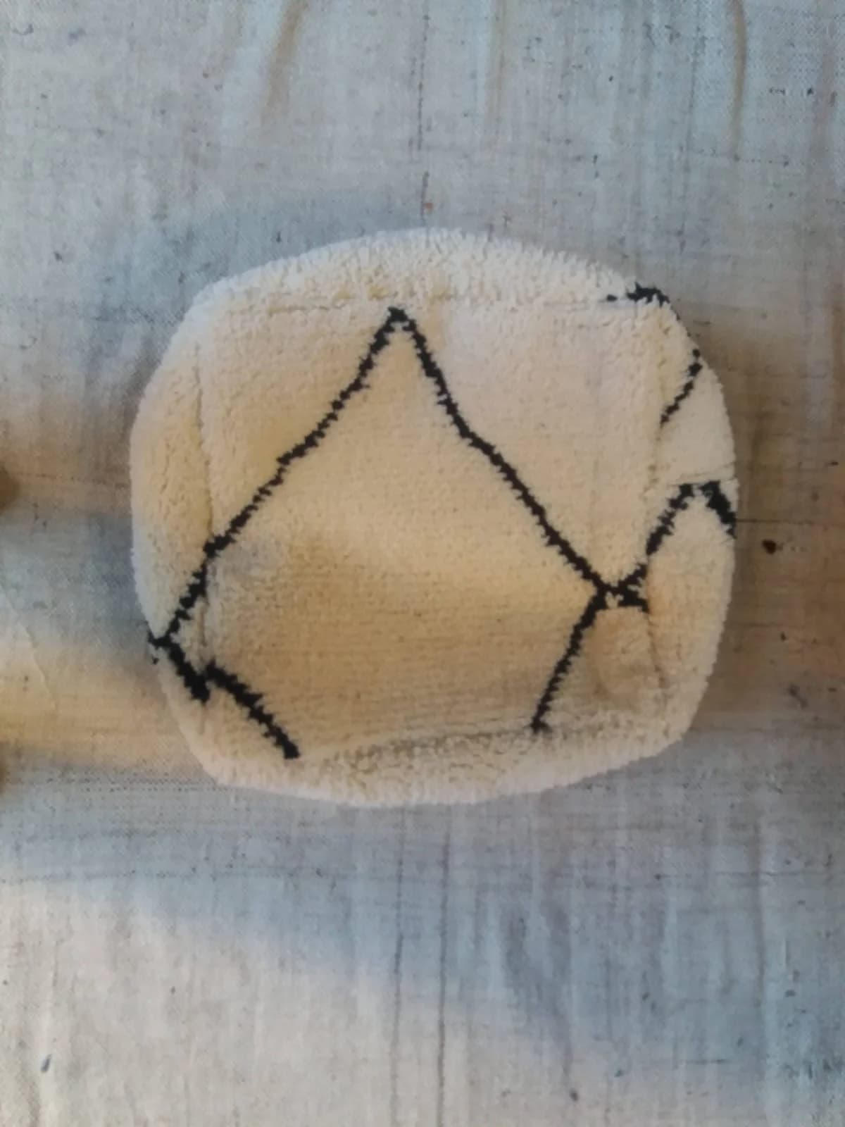 Cream Black Diamond Pouf