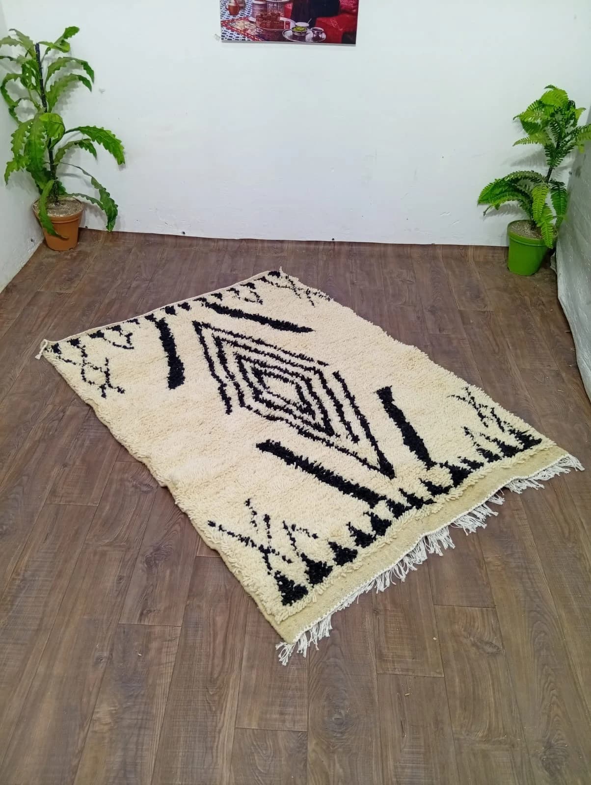 Cream Black Diamond Rug