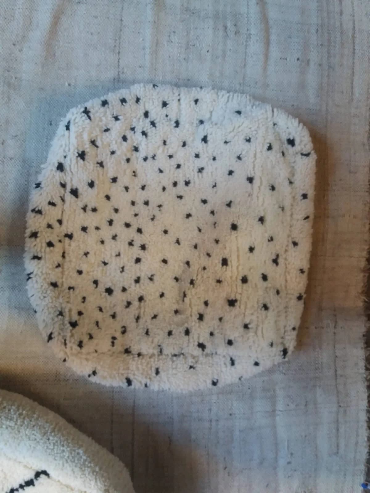 Cream Black Speckled Pouf