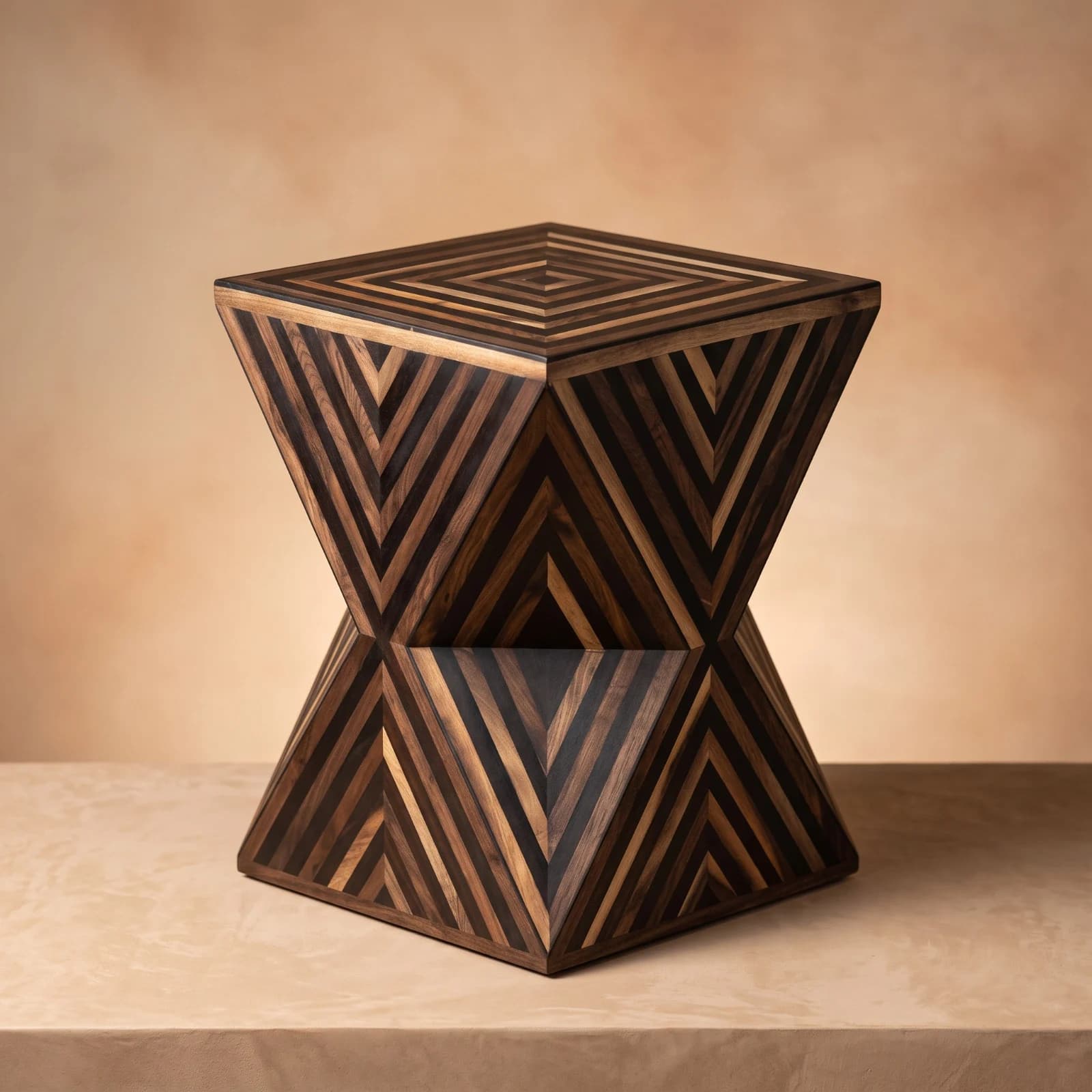 Dark Chevron Hourglass Side Table