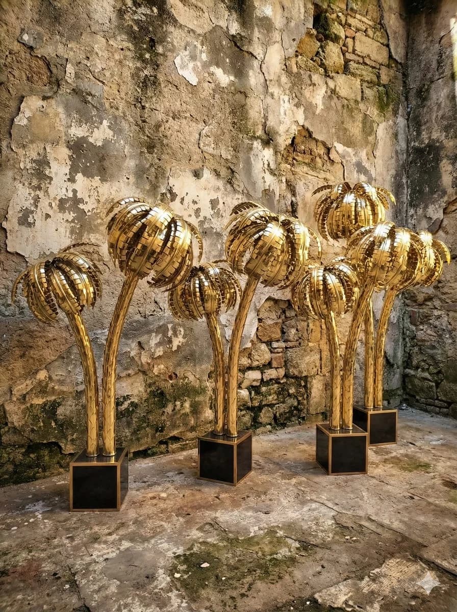Gold Tone Palm Floor Lights