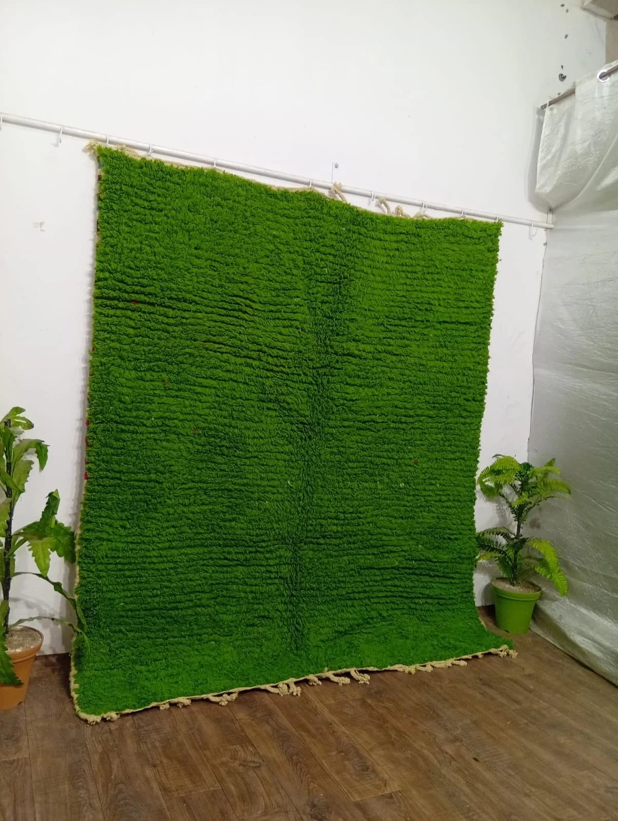 Green Textured Rug